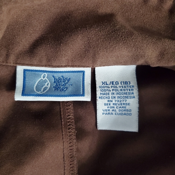 Baby & Me Faux Suede Brown Snap Buttons Down Shirt Blouse Jacket XL - Picture 6 of 6